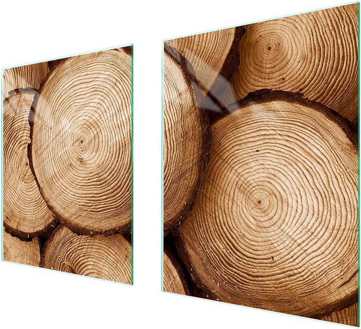 Afdekplaten Set - Kookplaat Beschermers - Keuken Decoratie - Gehard Glas - 85 x 52 cm - Hout