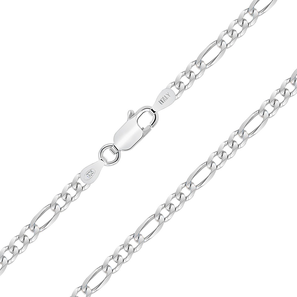 Schakelketting (1+3) 3,25 mm zilver 925/1000 gerhodineerd 40-45-50-55-60-65-70 cm, Sterling zilver, Zonder steen.