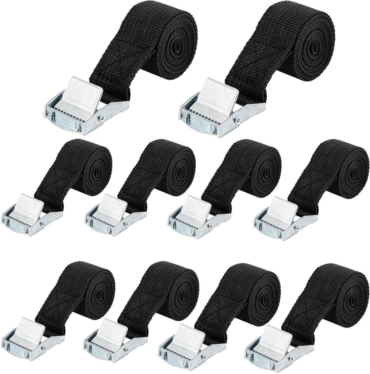 Spanbanden set - Sjorbanden - Bagage vastzetten - Verstelbare klemsluiting - 10 stuks 1 meter - Zwart