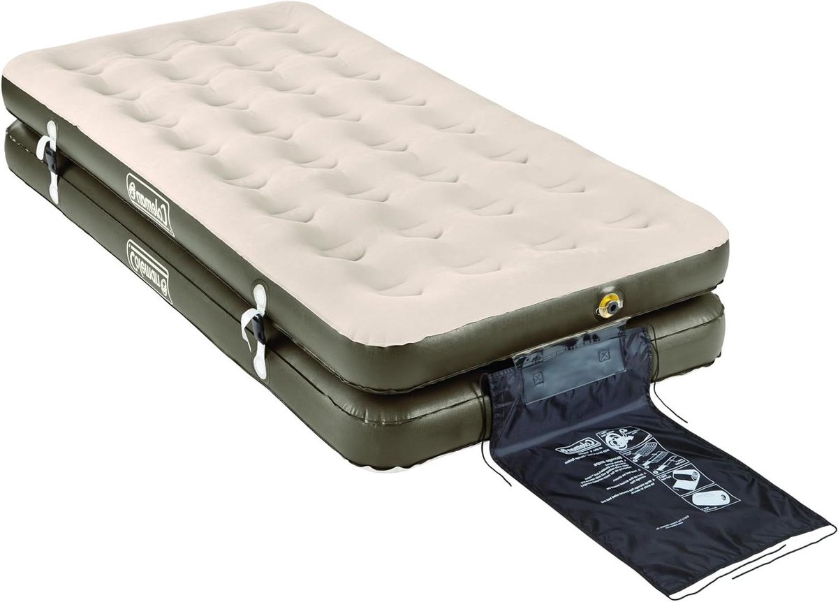 Luchtbed 4-N-1 - Opblaasbaar bed - Kamperen en Reizen - Converteerbaar ontwerp - Twin of King - Bruin