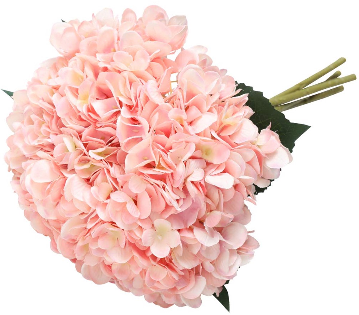 Kunsthortensia bloemen, 5 stuks realistische enkele lange steel zijde 16,6 cm bloemkop hortensia boeketten voor bruiloft, huis, hotel, feestdecoratie, bloemstuk (roze)