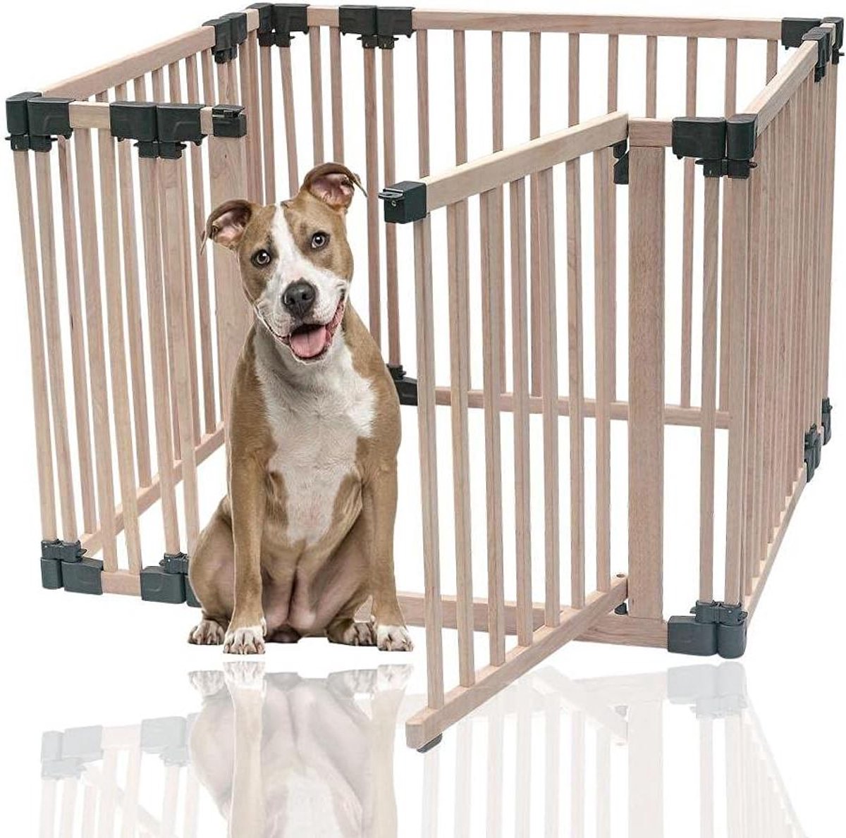 Houten Hondenkennel - Dierenren - Veilig Spelen - Natuurlijk Hout - 100x100x76cm - Natuurlijk