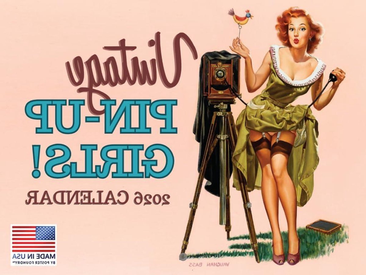 Wandkalender 2026 - Muurplanner Jaaroverzicht - Leven Organiseren - Officieel Gelicenseerd - 12x18 Inch - Vintage Pin Up