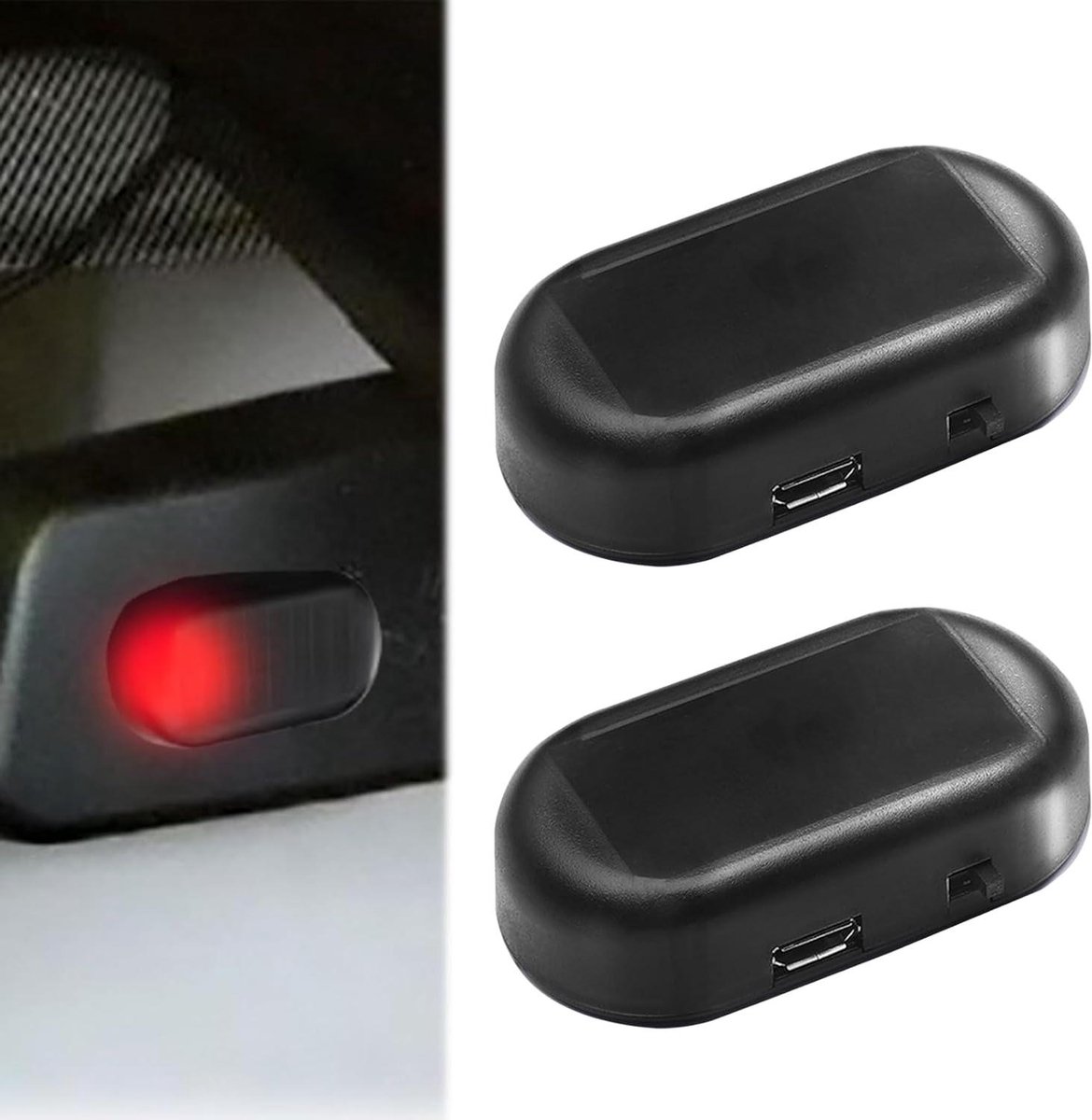 Dummy Alarm Knipperlicht - Zonne-energie Waarschuwing - Diefstal Afschrikken - Zonne-energie Opladend - 2 stuks - Rood