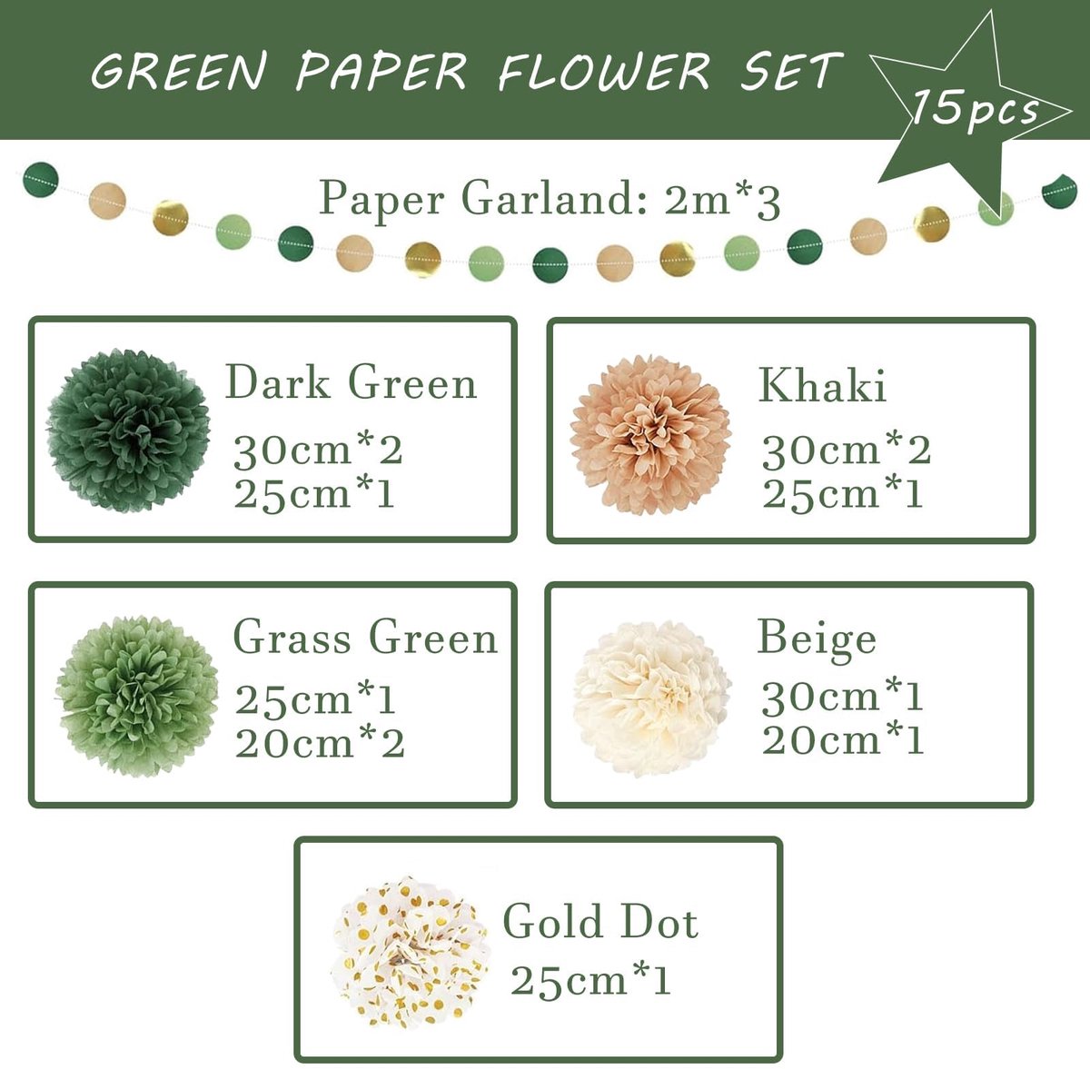 15st Tissue Paper Pom Poms Kleurrijke Feestdecoratie Tissue Paper Pom Poms Hangende Stippen Papieren Slinger Hangende Feestdecoratie voor Bruiloft, Baby Shower, Verjaardag, Fiesta-Groen — cadeau in Wonen & Interieur - foto 5