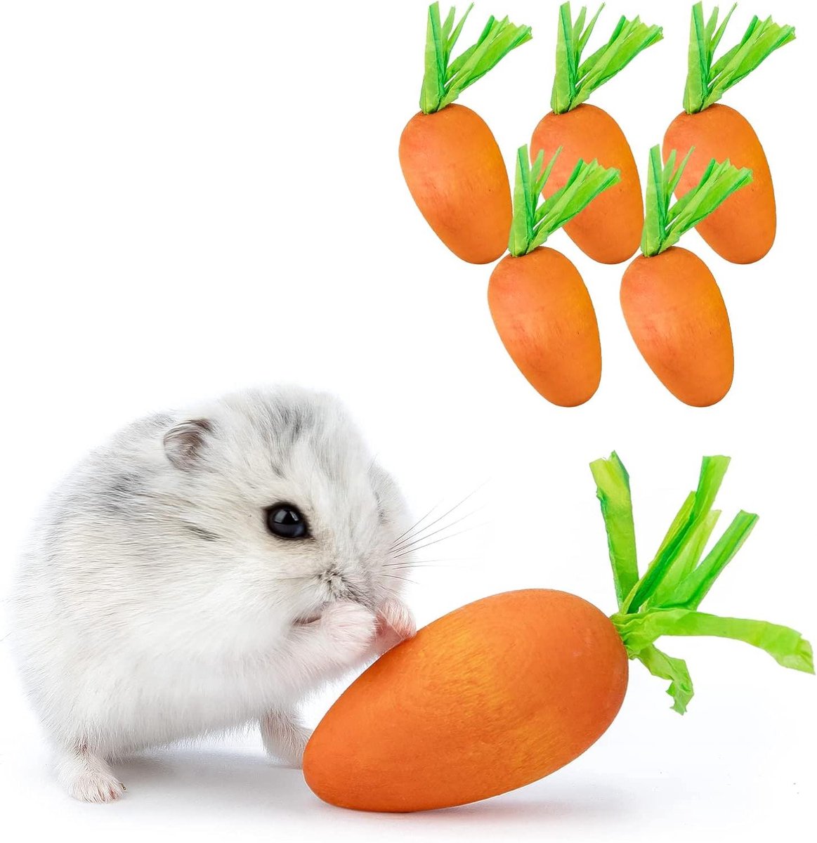 Hamster Kauwspeelgoed - Knaagdier Speeltjes - Tanden Slijpen - Natuurlijk Beukenhout - 6 stuks - Wortelkleur