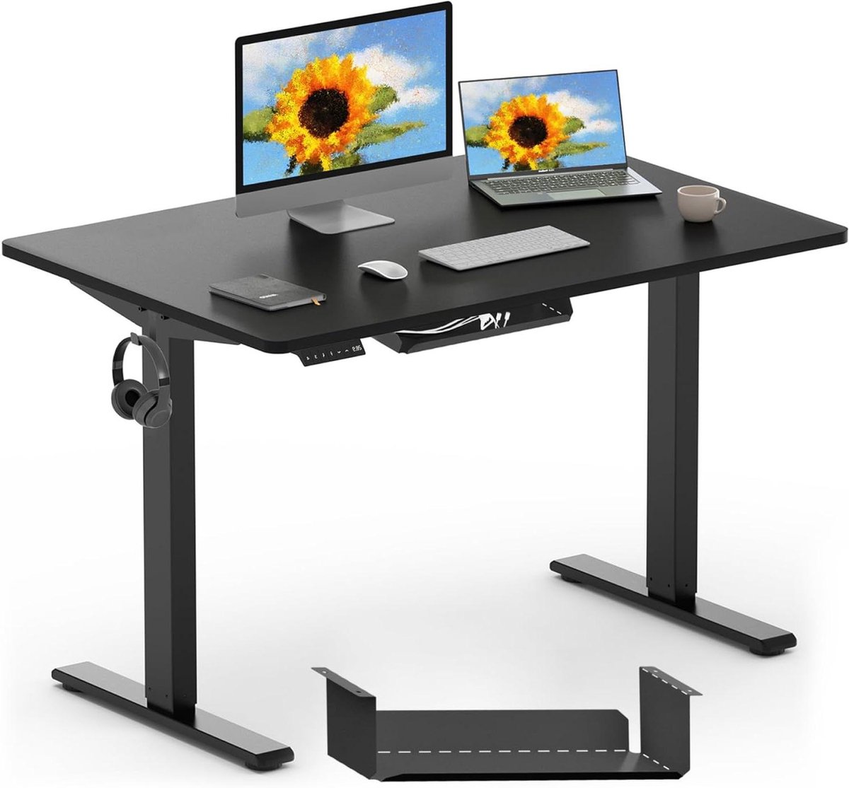 Elektrisch Bureau - Sta bureau - Ergonomisch Werken - Anti-botsingstechnologie - 120 x 60 cm - Zwart