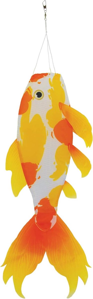 Windsok Koi Vis - Vis Wapper - Tuindecoratie - Realistisch Ontwerp - 76 cm - Geel