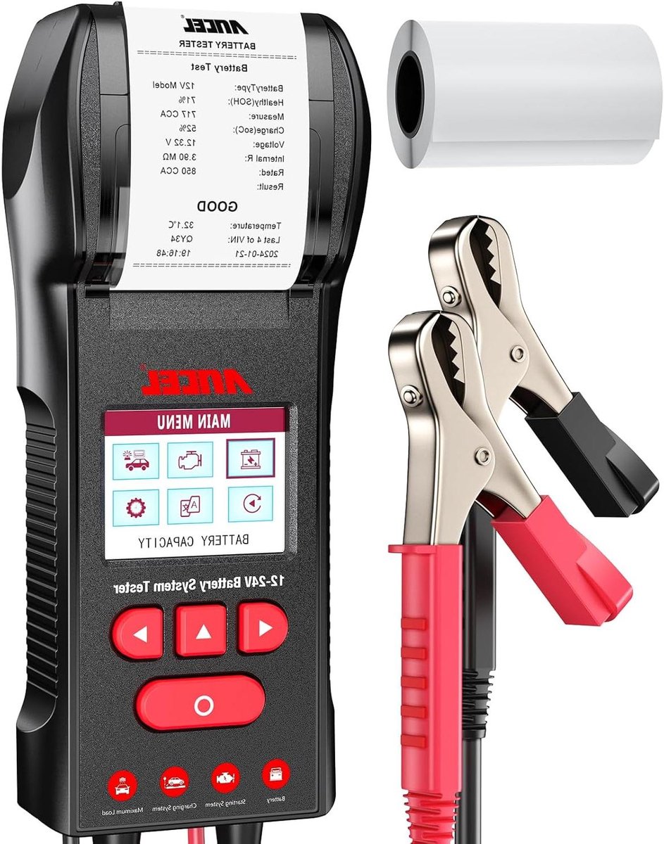Batterijtester met Printer - Accu Tester - Auto Onderhoud - Geïntegreerde Printer - 32.5 cm - Zwart