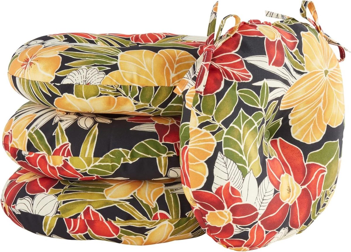 Bistro Zitkussens - Ronde Kussens Tuinstoel - Buiten Zitten - Water- en Vlekbestendig - 15 inch - Aloha Print