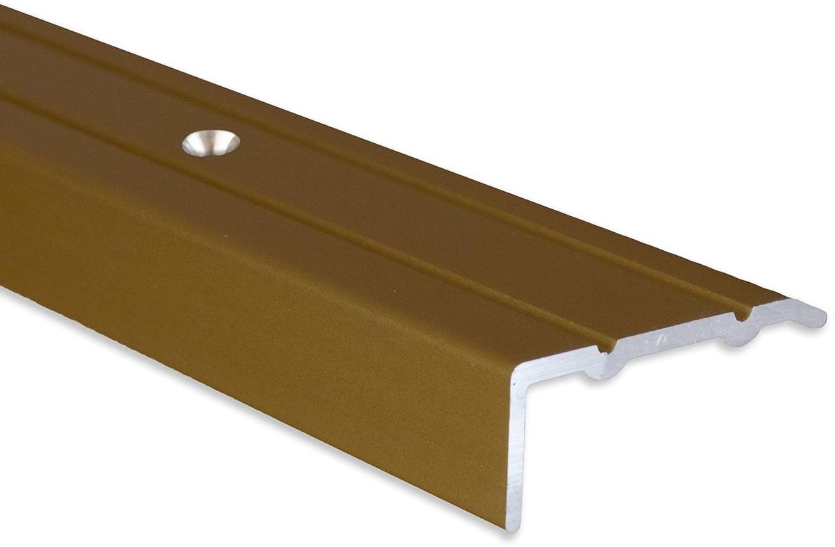 Trapneus Profiel - Trapprofiel Hoekprofiel - Trapranden Beschermen - Geboord Aluminium - 1000 mm - Goud