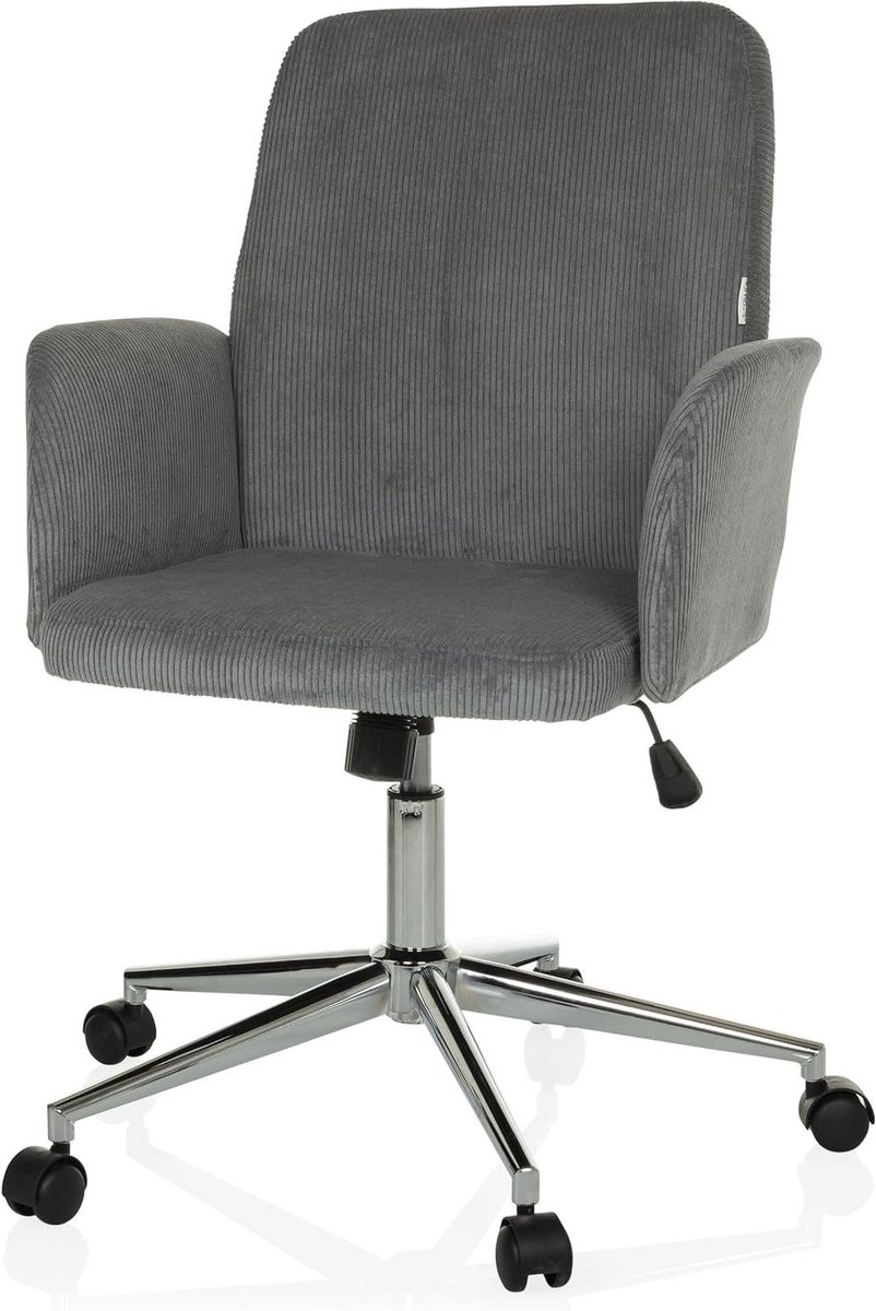 Bureaustoel Stof - Werkstoel Vergaderstoel - Comfortabel Werken - Ribfluweel Bekleding - 70 x 70 x 70 cm - Grijs
