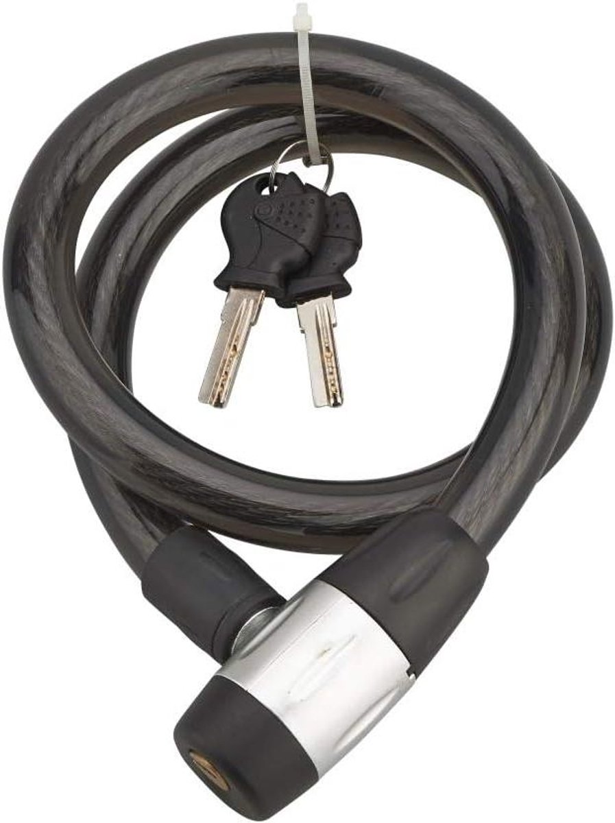 Spiraalslot Gecoat Staal - Fiets Ketting Slot - Voertuig Beveiligen - Bestand Tegen Snijpogingen - 0.85m x 15mm - Zwart