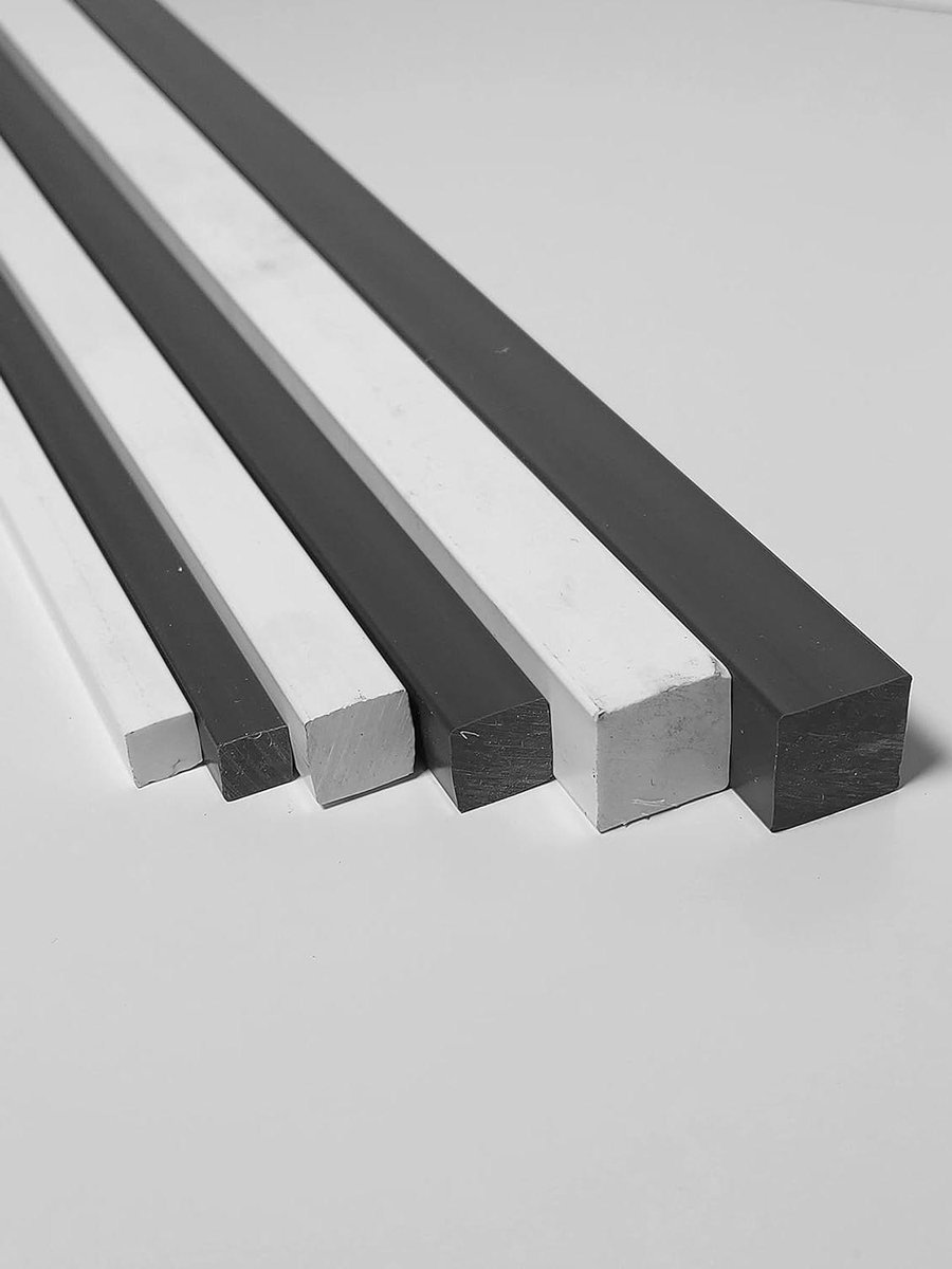 PVC Vierkante Staaf - Kunststof Profiel - Bouwprojecten - Hoge UV-Stabiliteit - 15x15 mm 1000 mm - Grijs