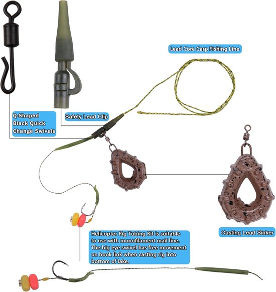 Karpervis Rig Set Hengelsport Accessoires met Loodwartel Montage — afbeelding 5