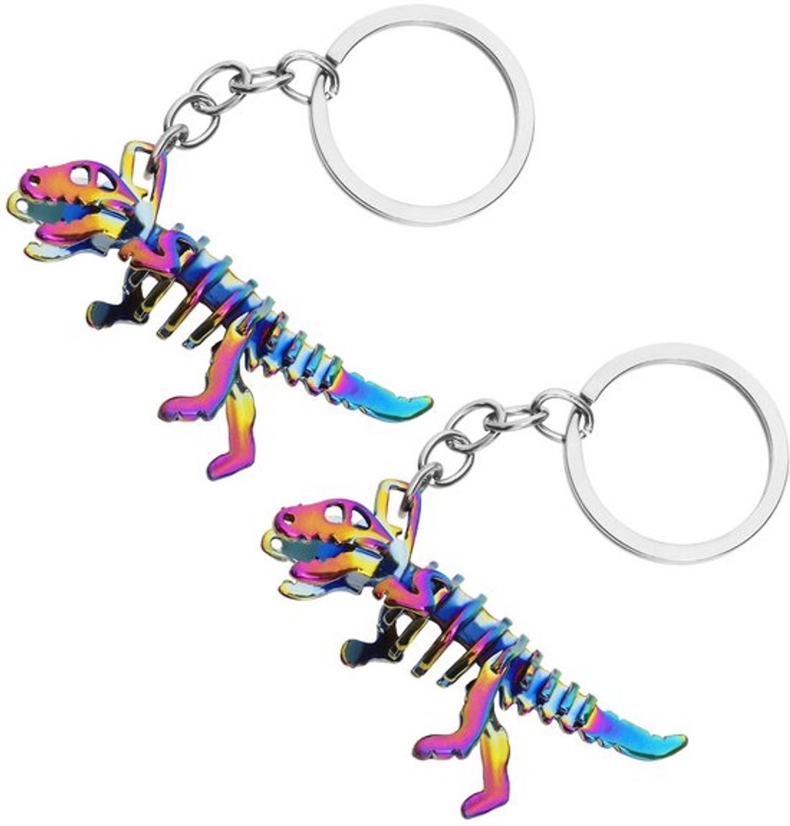Dailygoody - Dinosaurus Sleutelhanger - Kleurrijk Skelet - Unieke