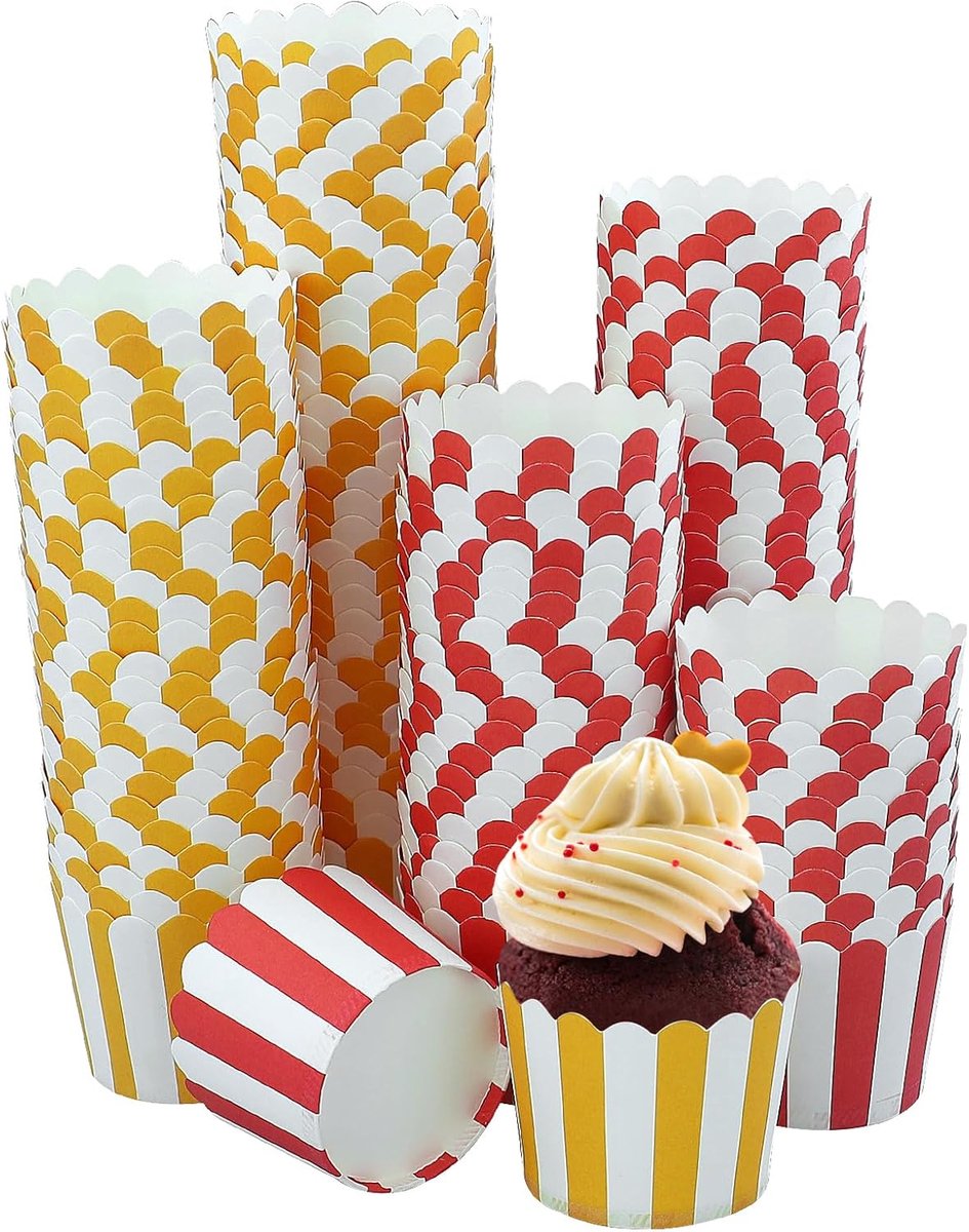120 stuks cupcake-wrapper, cupcake-liners, 2 kleuren muffinvormpjes, papier, wegwerptaartbekers voor het bakken van bakcontainer, liners bakvormen van stevig papier voor snacks