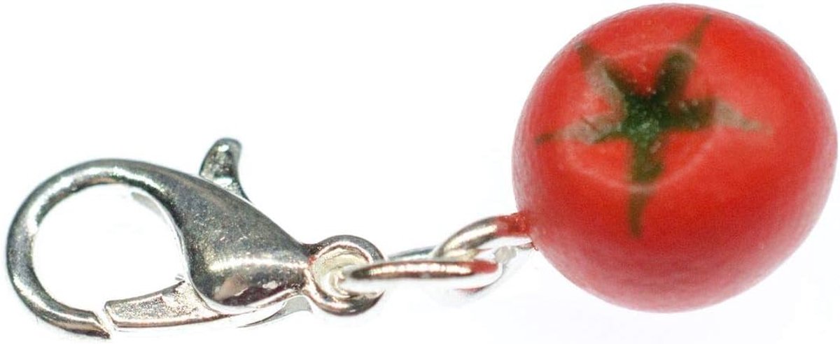 Bedels voor tomaten, groente en fruit, handgemaakt, modesieraad, verzilverde ketting, bedelhanger, bedelarmband, hanger voor armband
