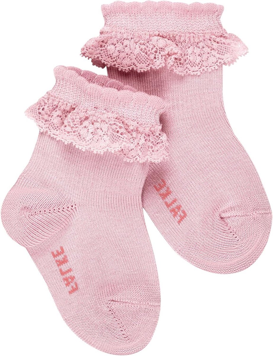 Babysokken Katoen met Romantische kanten Rand Roze - Comfortabele Sokjes voor Baby's
