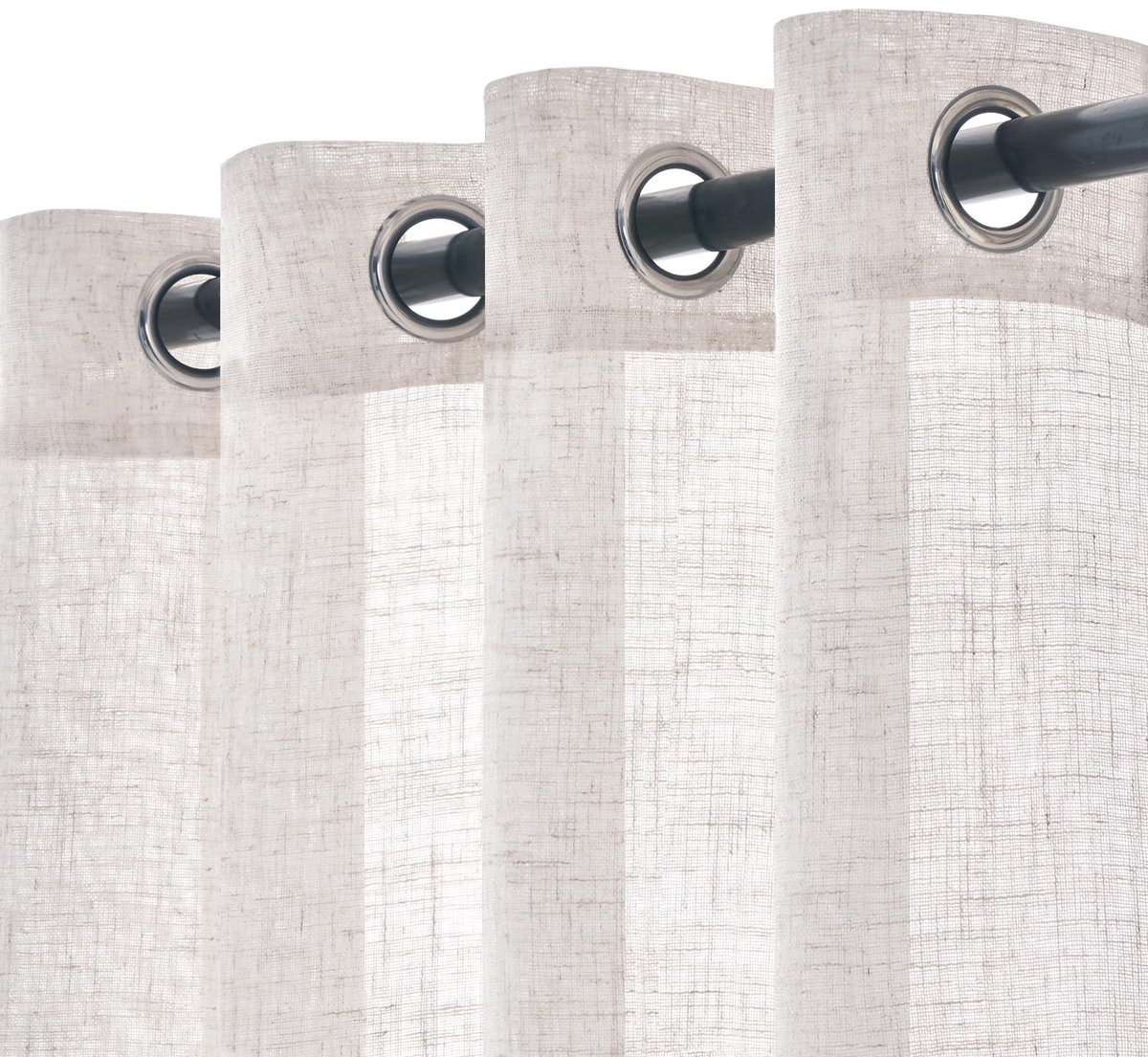 Set van 2 transparante linnen gordijnen met ringen, moderne interieurgordijnen voor slaapkamer, woonkamer en raam, 140x235 cm, wit