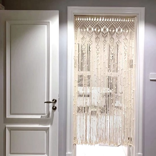 Macramé wandtapijt, handgemaakte geweven tapijt, ruimteverdeler, gordijnen, boho-deurgordijn voor bruiloft, achtergrond, raamgordijnen, woondecoratie, 100 x 200 cm — afbeelding 5