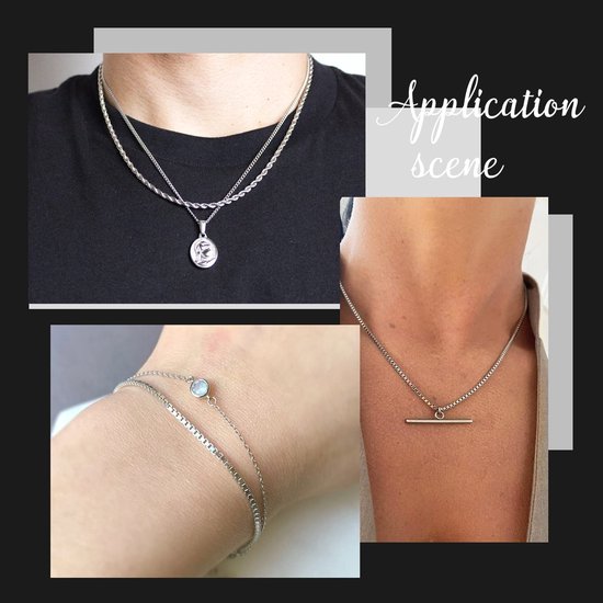 10M 32.8 Voeten Rvs Box Chain Bulk Venetiaanse Kettingen Zilveren Ketting Roll Rechthoek Link Kettingen met Open Jump Ringen Voor Sieraden Maken Vrouwen Volwassenen DIY Kettingen Armbanden — afbeelding 4