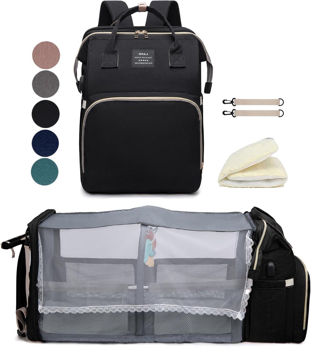 Luiertas Rugzak - Baby tas - Baby verzorgen - Met Verkleedstation - Ruime vakken - Neutrale kleur