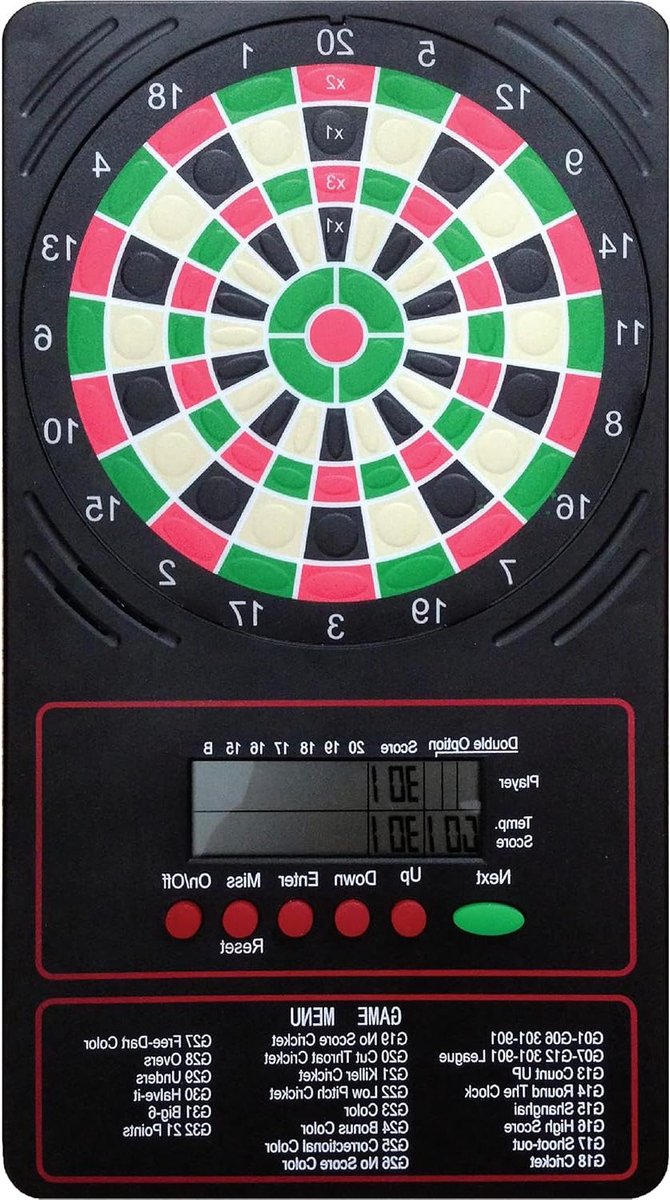 Elektronische Dartscorer - Dartbord Computer - Dartwedstrijden Bijhouden - 18 Speltypen - 152 x 267 x 19 cm - Zwart
