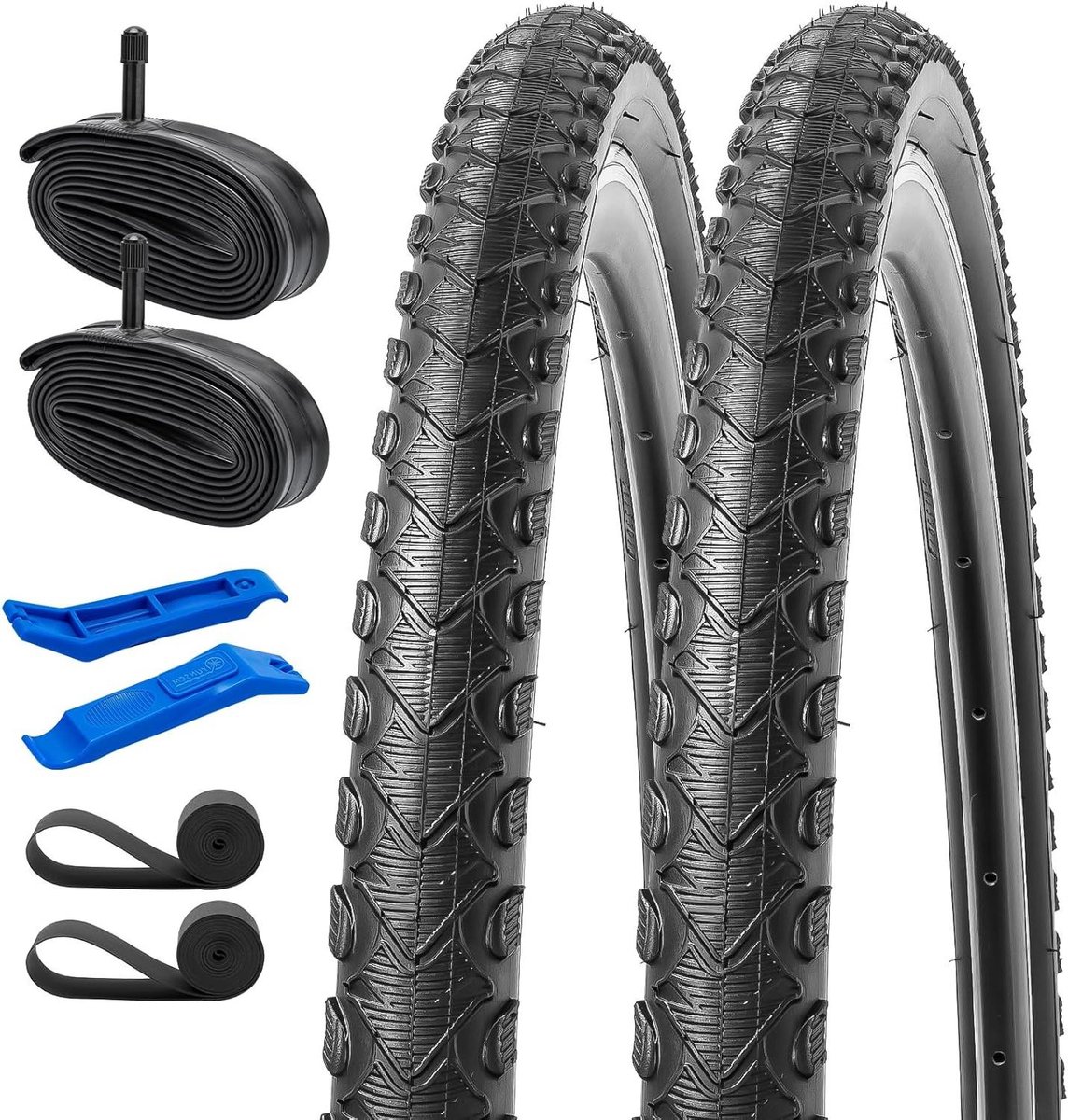 Fietsbanden Binnenbanden Set - Racefiets Banden - Outdoor Rijden - Ultra-duurzaam Rubber - 700x45C - Zwart