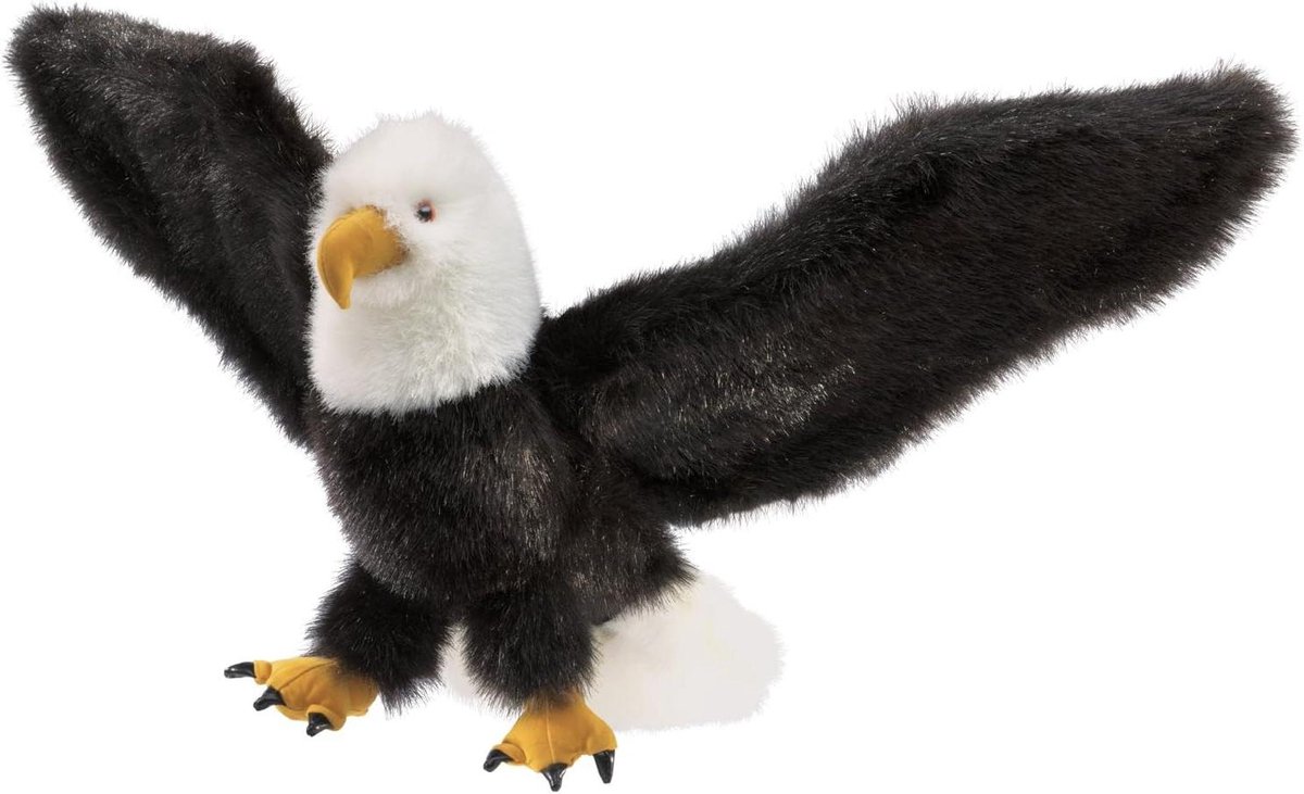 Adelaar Handpop - Vogelpop Speelgoed - Rollenspel - Veerachtige Pluche Stof - Vleugels 35 cm - Bruin Wit