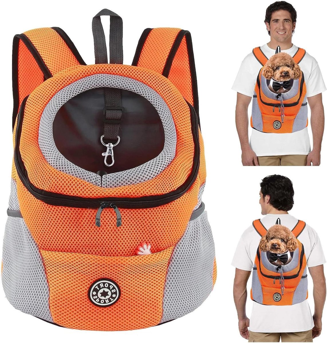Huisdier Rugzak - Draagtas - Veilig Reizen - Verstelbare Opening - Tot 9 kg - Oranje