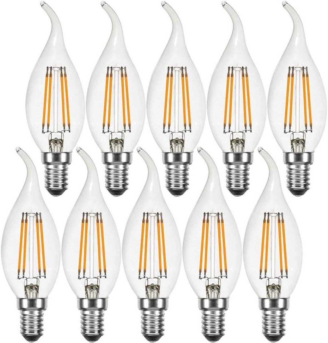 Led filament kaars - Extra warm wit - Sfeerverlichting creëren - Identieke afmetingen - 4W E14 - Helder