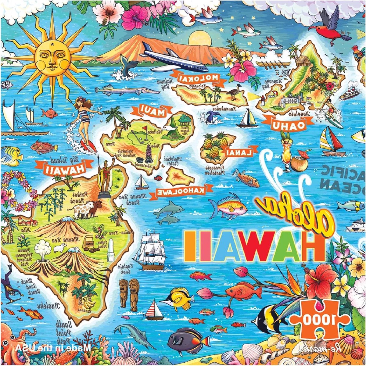 Hawaii Puzzel - Legpuzzel - Ontspanning - Gerecyclede materialen - 1000 stukjes - Multicolor