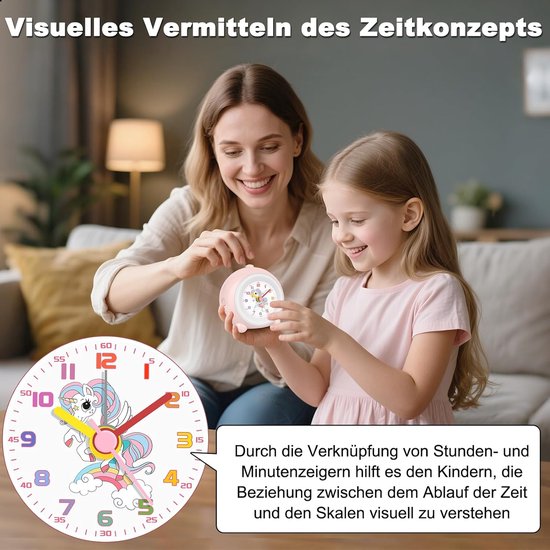 Kinderwekker Eenhoorn Design - Analoge Klok - Kinderkamer Decoratie - Geruisloos Mechanisme — afbeelding 5