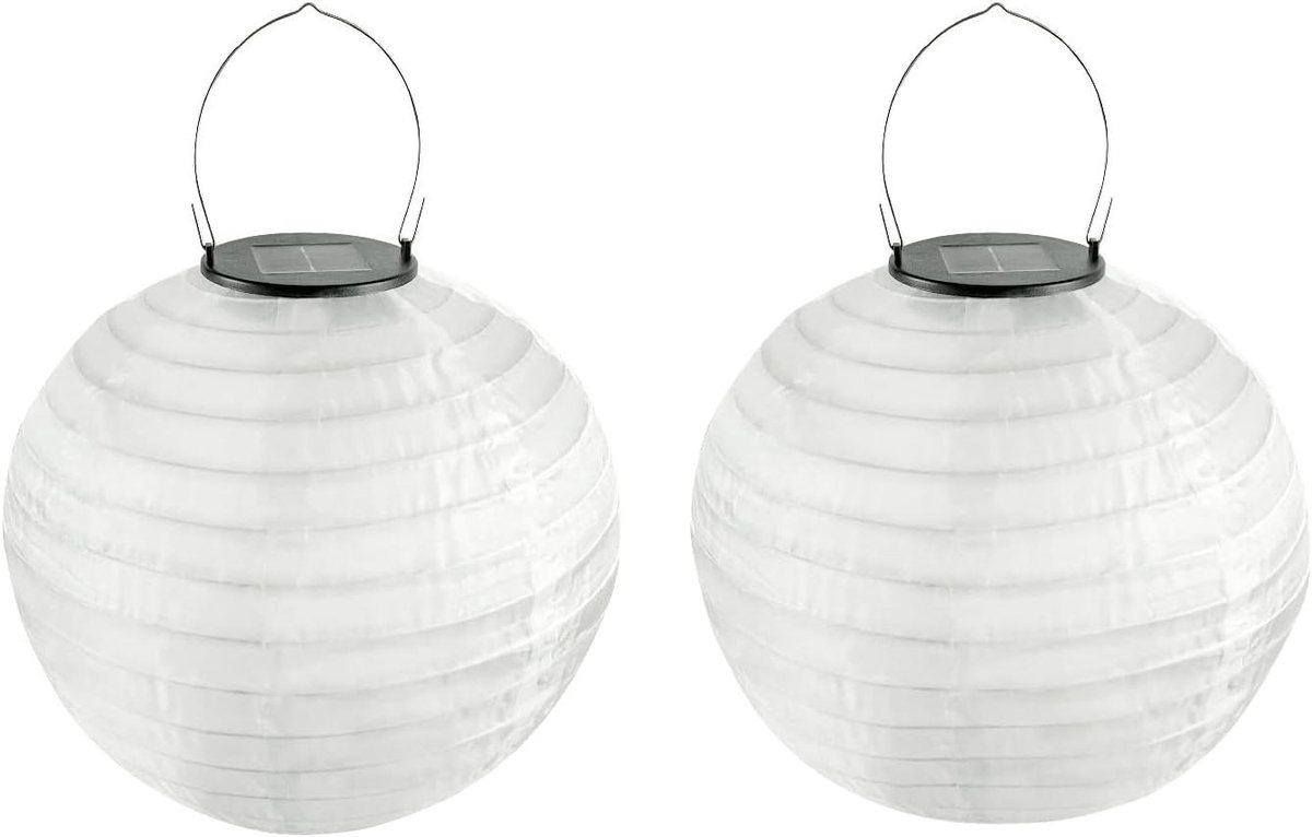 Lantaarns op zonne-energie - Decoratieve lampionnen - Tuinverlichting - Waterdicht nylon materiaal - 25 cm - Wit