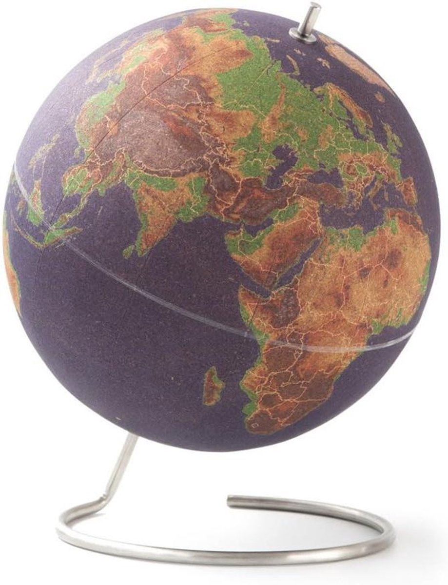 Kurken Wereldbol - Reisbol Prikbord - Reizen Markeren - Met Prikkers - 30 cm Hoog - Gekleurd