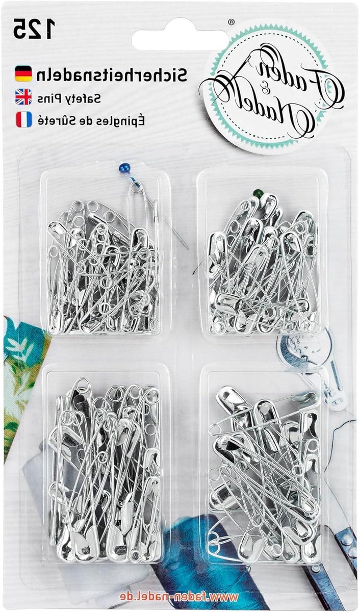 Veiligheidsspelden Set - Naaispelden Assortiment - Knutselen en Naaien - 125 Stuks Metaal - 4 Maten - Zilver