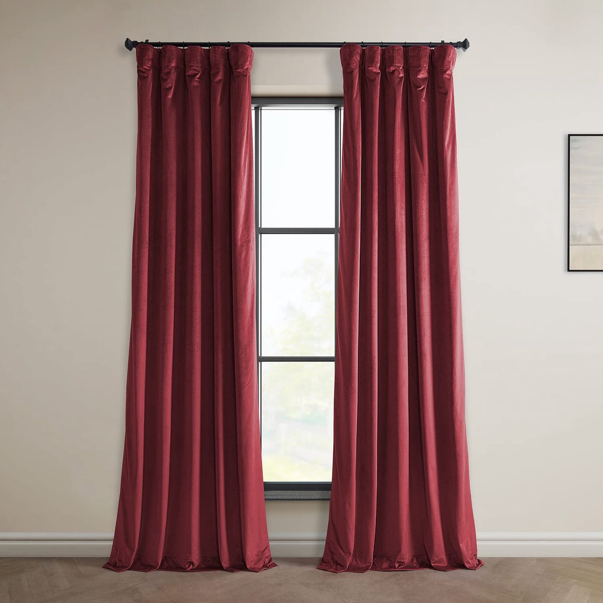 Half Price Drapes Heritage pluche fluwelen gordijnen 244 cm lange kamer verduisterende gordijnen voor slaapkamer en woonkamer 50 W x 96 l, (1 paneel), cinemarood