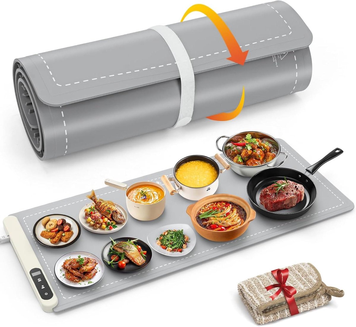 Voedselverwarmingsmat - Warmhoudbak Elektrisch - Eten Warm Houden - Volledige Oppervlakteverwarming - Extra Groot - Grijs