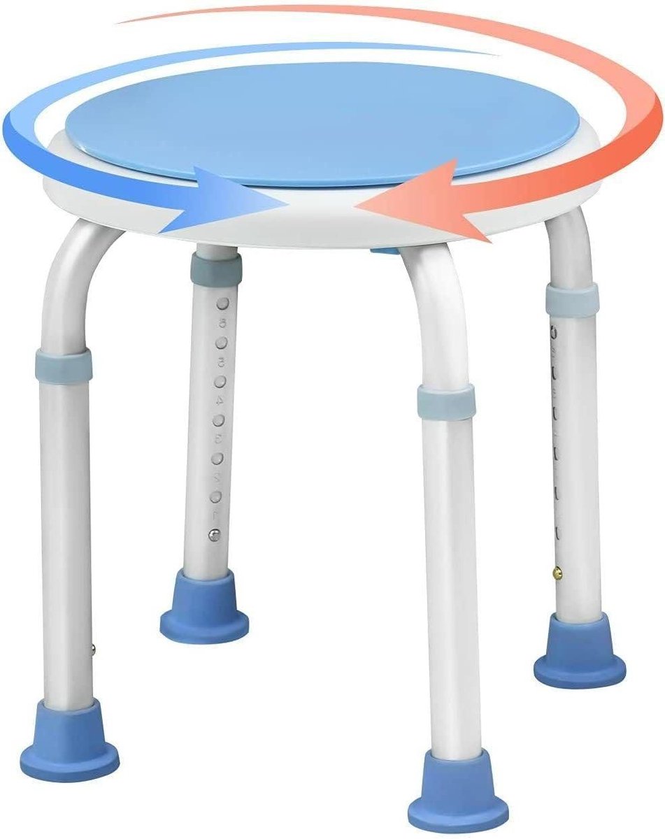 Douchestoel - Badkruk - Veilig Douchen - 360 Graden Draaibaar - 37-53 cm Verstelbaar - Wit