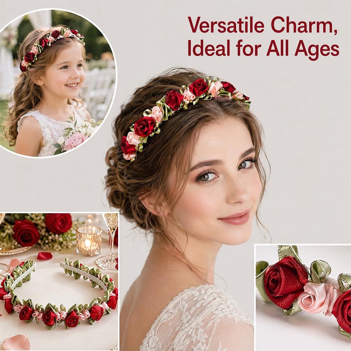 Haarband met bloemen, hoofddeksel met bloem, bloemenkrans, bloemenkrans voor Oktoberfest voor bruiloft, jubileum, carnaval, verjaardag, feest