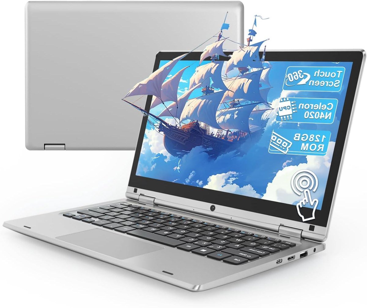 Compacte Laptop - Opvouwbaar Touchscreen - Mobiel Werken - 360 Graden Scharnier - 11.6 Inch - Zilver