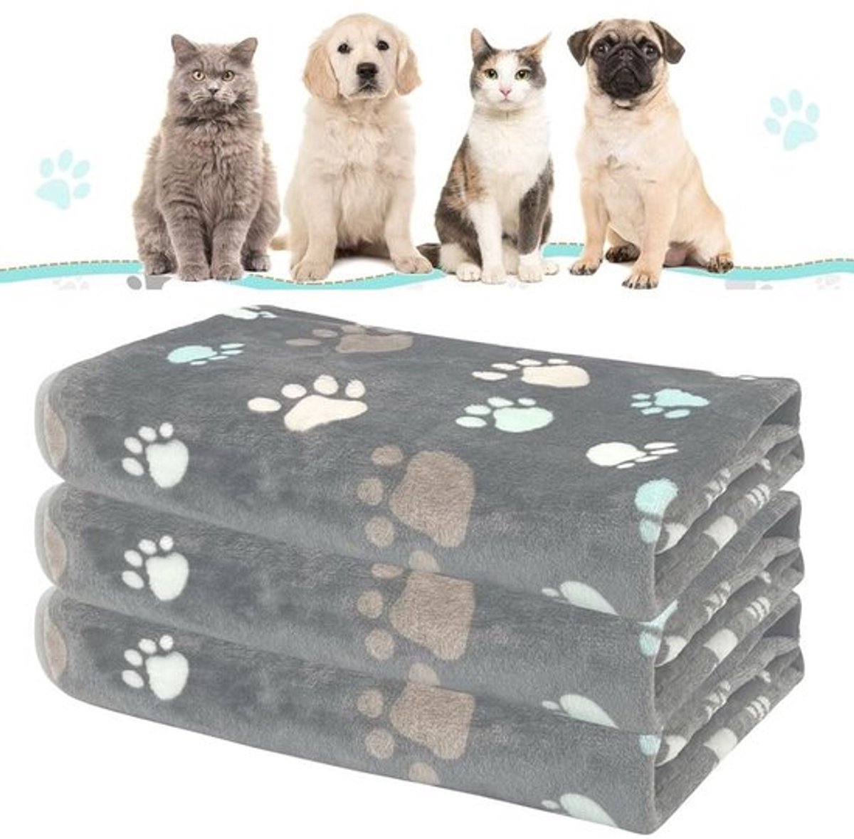 Dailygoody - Hondendeken - Wasbaar - Pluizig - Zwart - Kattendeken
