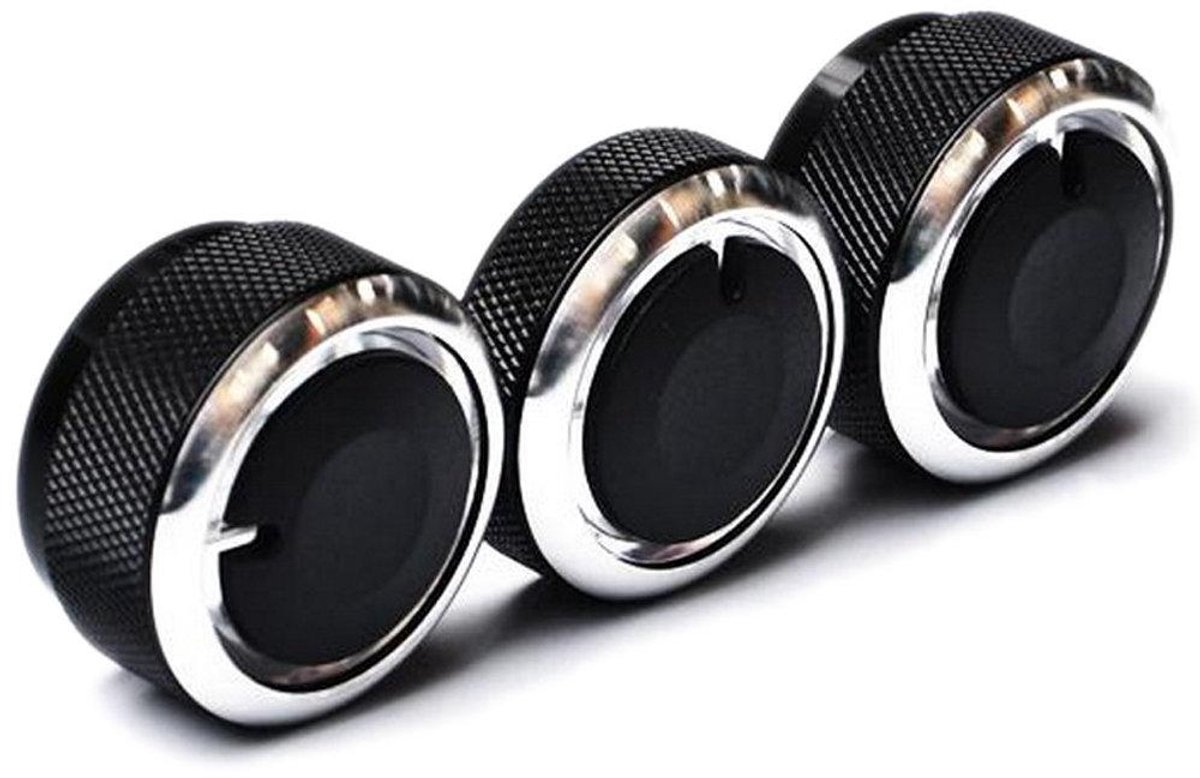 Knoppen Airconditioning Temperatuur - Schakelaars Verwarming - Auto Interieur Vernieuwen - Aluminium Legering Set - 3 stuks - Zwart