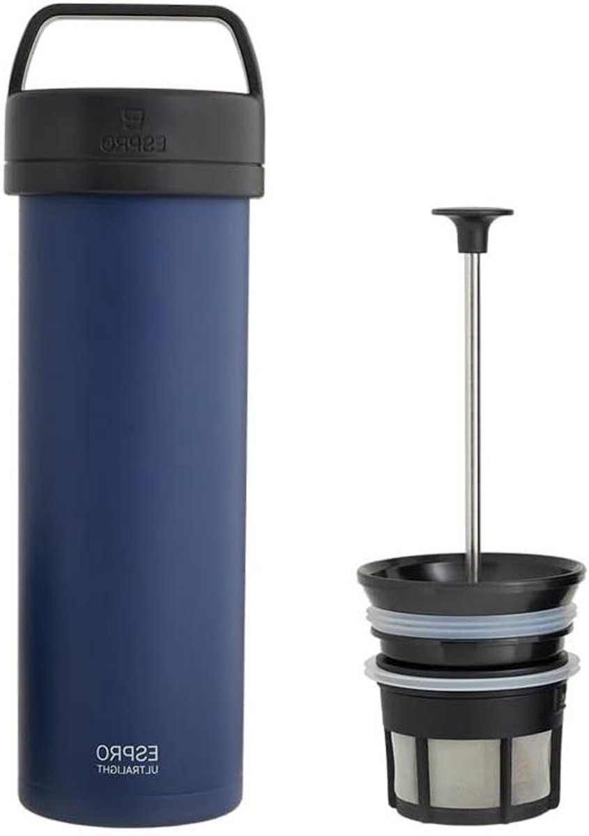Espro Koffiezetter - Reis Koffiemaker - Onderweg Koffie Maken - Dubbelwandig Geïsoleerd - 475 ml - Aegean Blue