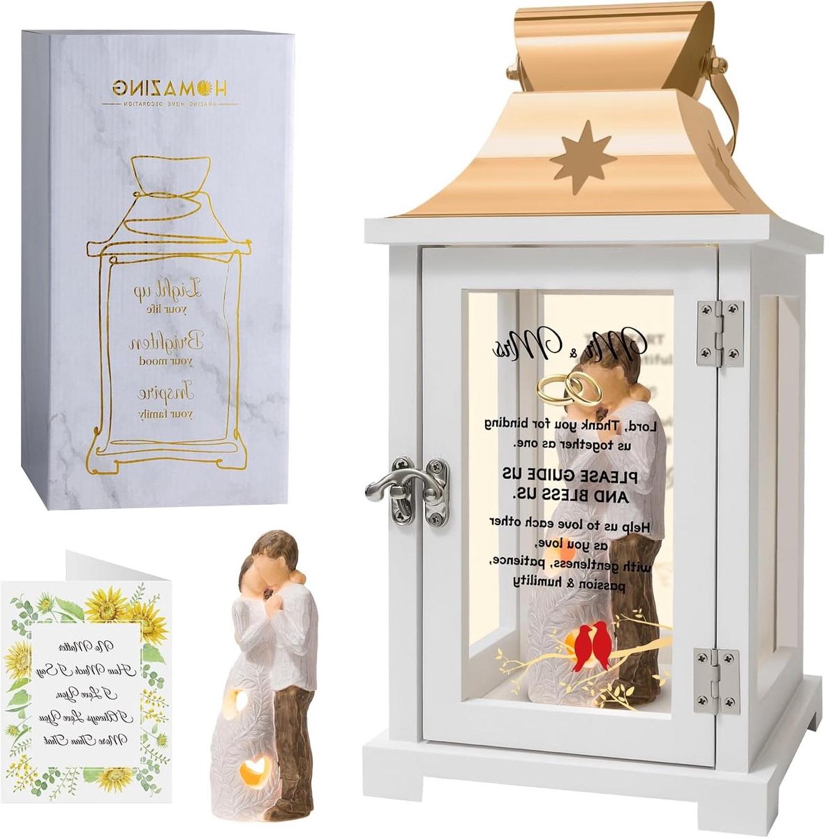 Decoratieve Lantaarn - Koppellantaarn - Cadeau geven - Handgeschilderd Figuur - 16 x 16 x 32 cm