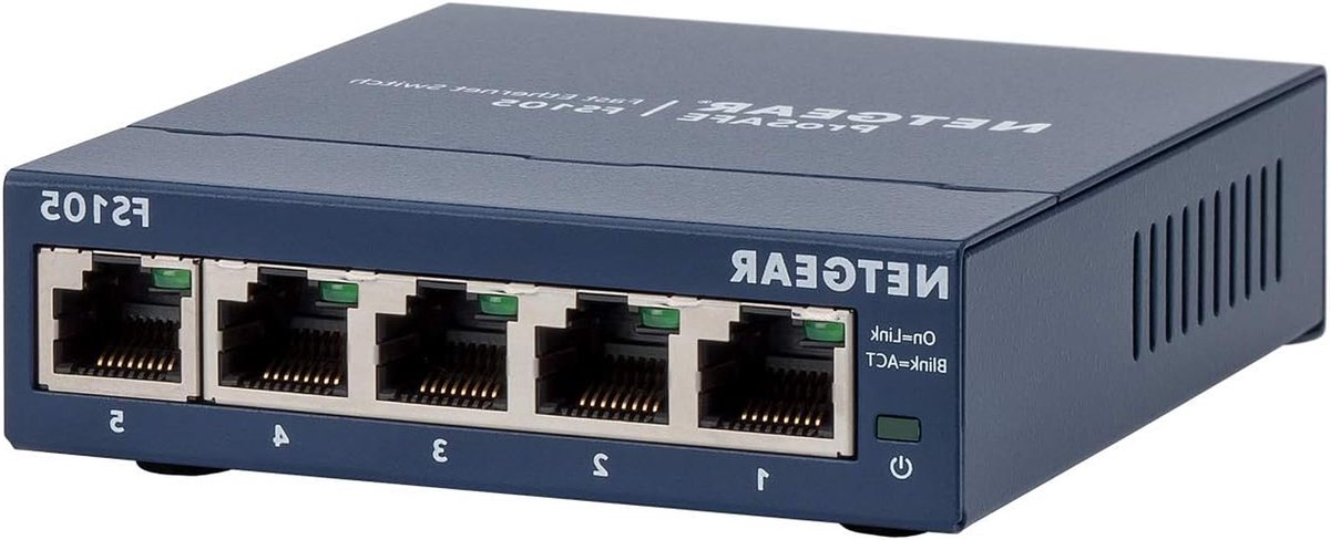 Netwerk Switch - Ethernet Hub LAN Switch - Netwerk Uitbreiding - Ventilatorloos Ontwerp - 5 Poorten - Blauw