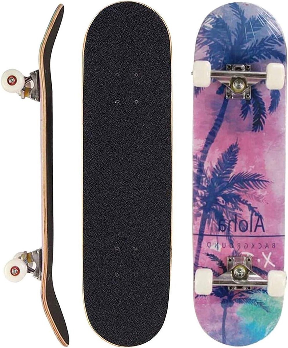 Skateboard Compleet Cruiser Board Straat Tricks Leren Dubbele Kick Concave 31 x 8 Inch