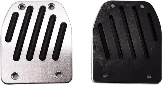 Voetsteun Pedaal Beschermer - Auto Pedaal Pads - Verbeterde Grip - Aluminium Legering - 4 Stuks - Zilver — afbeelding 3
