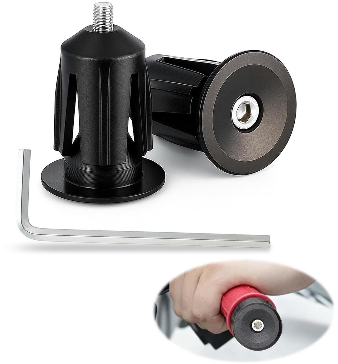 Stuurdoppen Fiets - Stuureindkappen Racefiets - Bescherming Stuur - Aluminium Legering - 16-21.9 mm - Zwart
